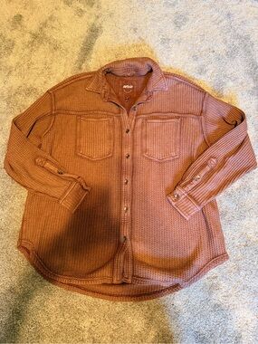 Aerie Long-Sleeve Waffle Knit Button-Up Shirt